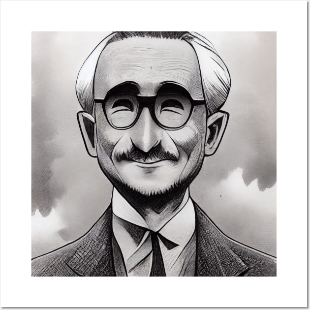 Happy F.A. Hayek Manga Style Portrait Wall Art by Classical